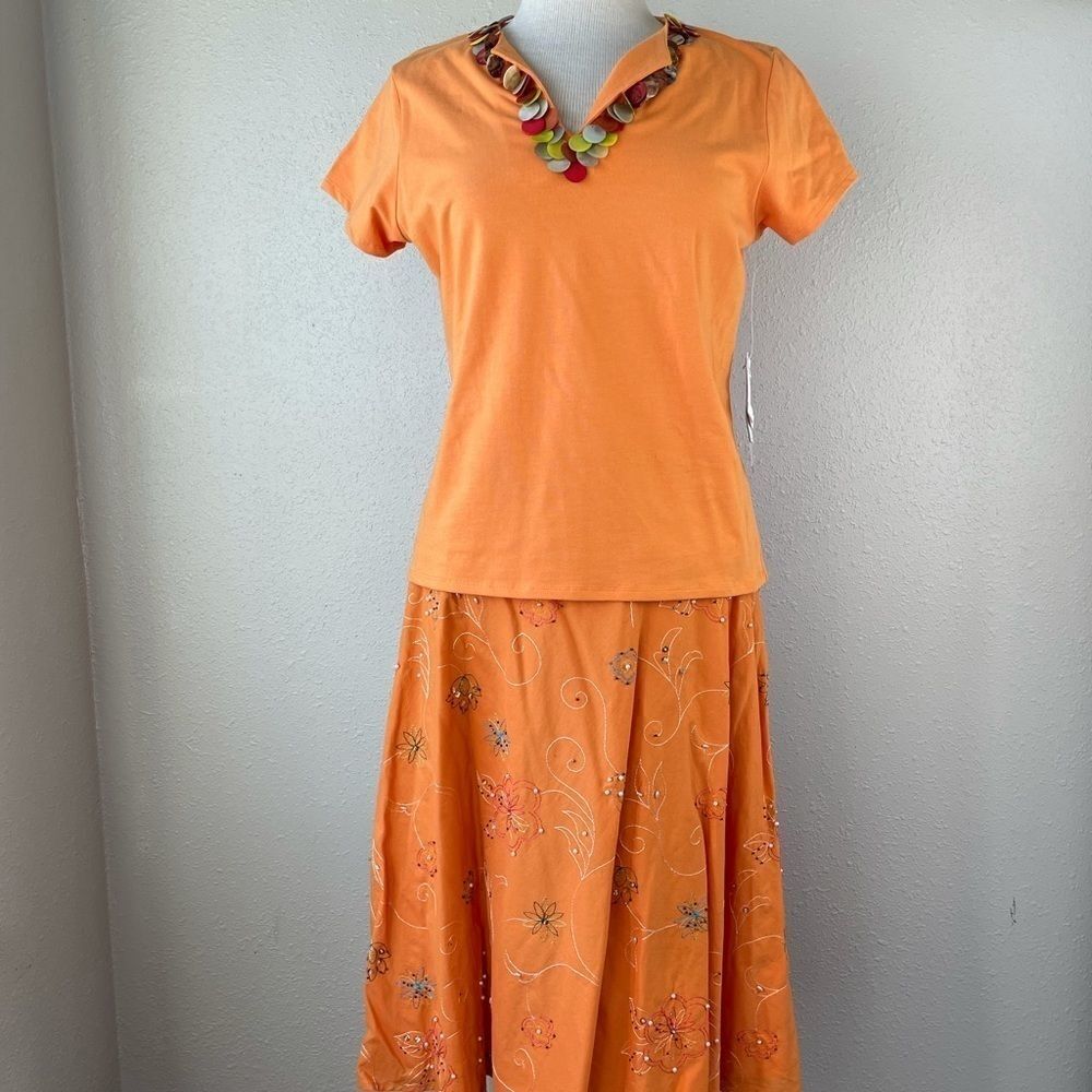 NWT Josephine Chaus Orange Skirt and Matching Top